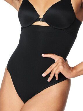 #1643 Spanx Women's Seamless High-Waisted Shaping Thong - Very Black